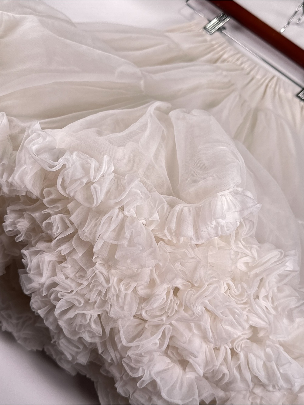 Sam's Vintage Ruffled Crinoline Petticoat Skirt Nylon Tulle White Vintage Medium - Picture 3 of 11